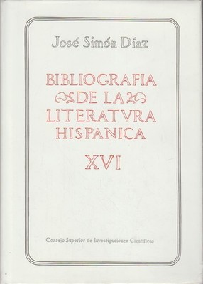 Bibliografía de la literatura hispánica. T. 16. Simón Diaz, Jose:
