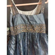 Adrianna Papell Evening Slate Blue Beaded Empire Waist Cocktail Dress P6 NEW