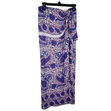Zara Purple Paisley Floral Sarong Maxi Skirt Womens XS Metallic Trim