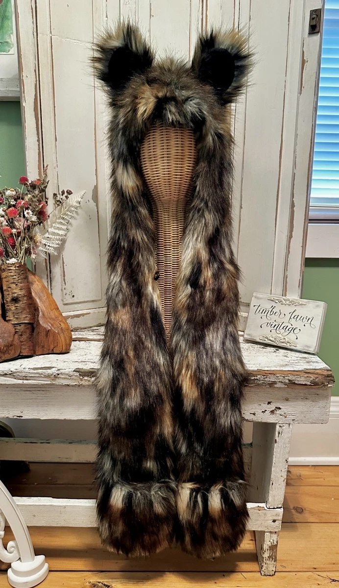 Vintage 2011 SpiritHoods Multicolor Faux Fur Hood Scarf Mittens Made in LA Limited Edition Los Angeles Made Hoods - SpiritHoods main image 2