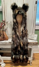 Spirithoods African Wild Painted Dog AWD Rave Faux Fur hat Zoo Scarf RARE Ears