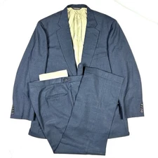 Paul Stuart Suit Mid Blue 2 Button Side Adjuster Made In Canada 44 38