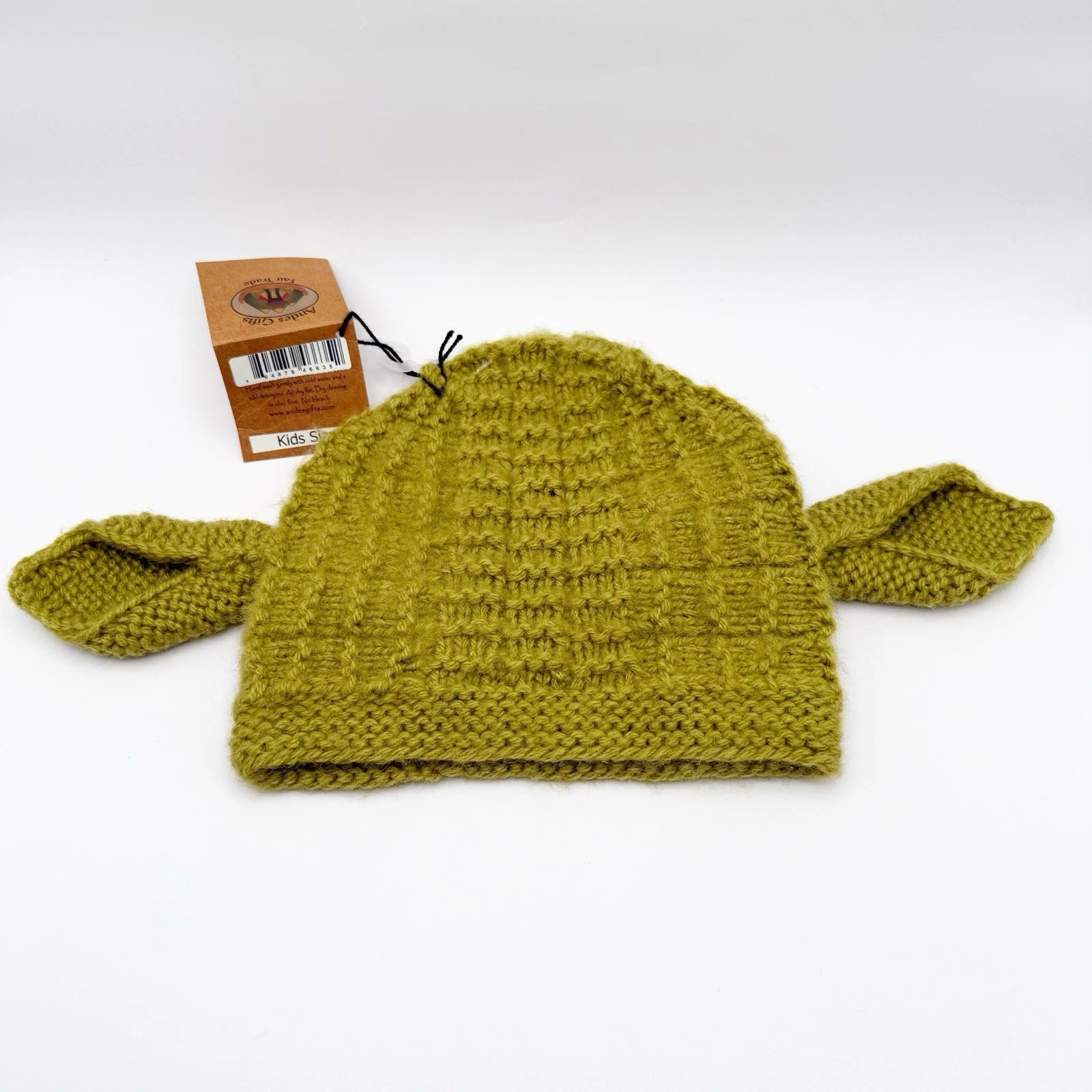 Andes Gifts Knitted YODA inspired Kid Size HAT Beanie photo prop Green NWT