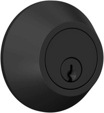 Deadbolt Lock Keyed Round 1 3/8 to 1 3/4 Door Range 2 3/8 2 3/4 Backset Black
