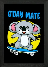 Cute Koala On Australia Framed Wall Art Poster Canvas Print Picture