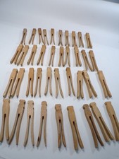 Vintage Lot of 39 Clothes Pins Wood flat head...