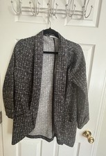 LUSH Women's Army Green Waterfall Blazer-Textured Fabric Sz L Long Sleeves
