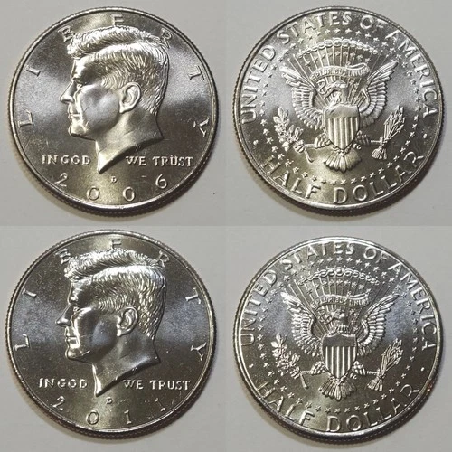 Lot of (2) Kennedy Half Dollars: 2006 D & 2011 D - UNC