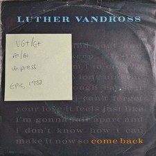 Luther Vandross Come Back Vinyl Record 7" VG+/G+ LUTH10 1988