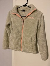 Columbia Big Girls Fire Side Sherpa Full Zip Jacket Size M 10/12 Ivory Pink