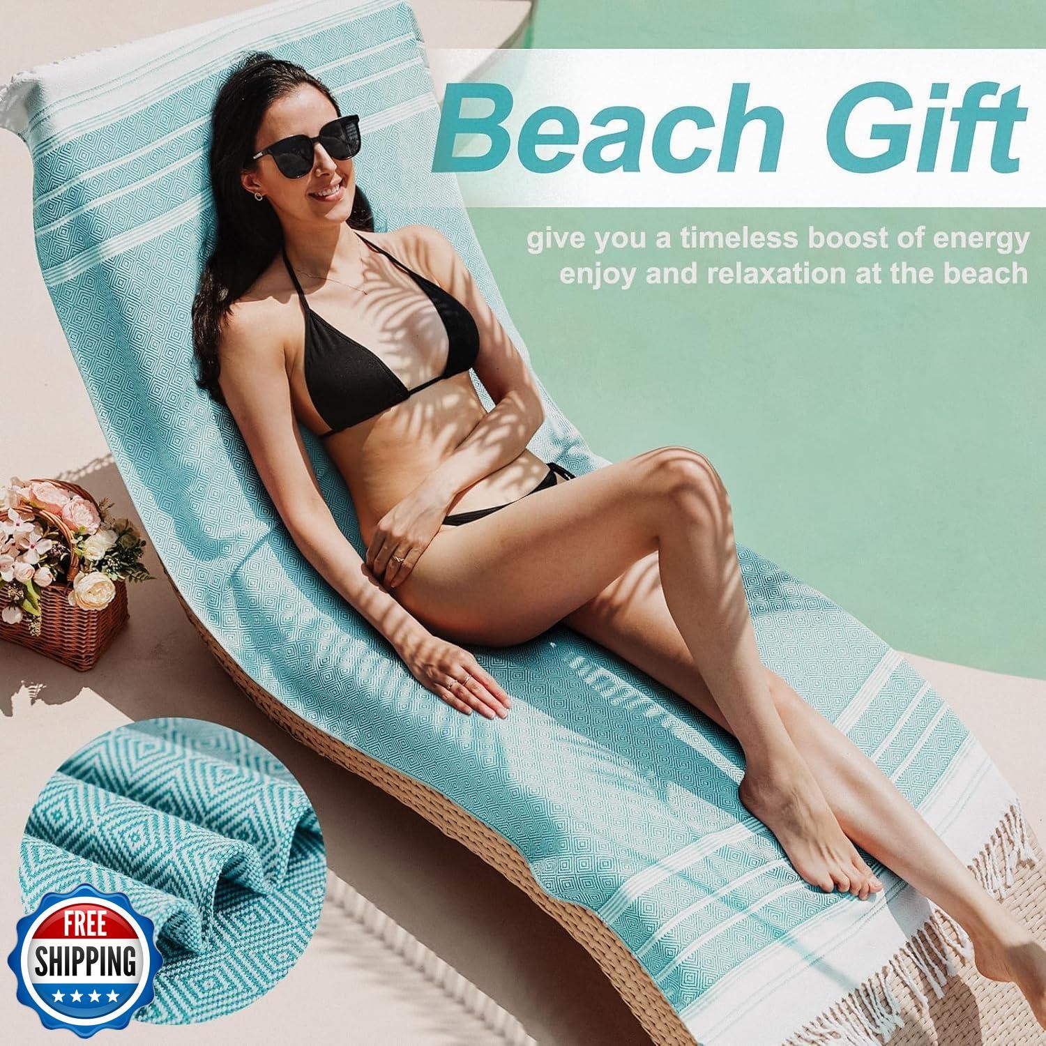 Genovega 6 Packs Oversized Turkish Beach Towels Set 74"x38" Extra Large Sand 