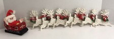 Vintage Handmade Santa Sleigh  Reindeer Plastic Canvas Needlepoint