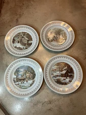 Lot Of 4 CURRIER & IVES Winter 8 1/4" Plate Limited Edition Roy Thomas Coll 1978