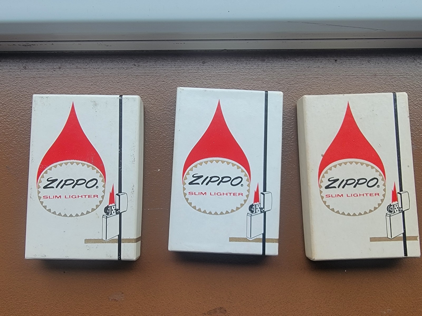 LOT OF 3 Vintage EMPTY Zippo Slim Box - Three Zippo Slim Box - NICE!