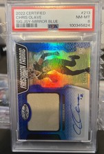 2022 Certified Chris Olave RPA Signature Jersey Mirror Blue /50 PSA 8 Pop 1