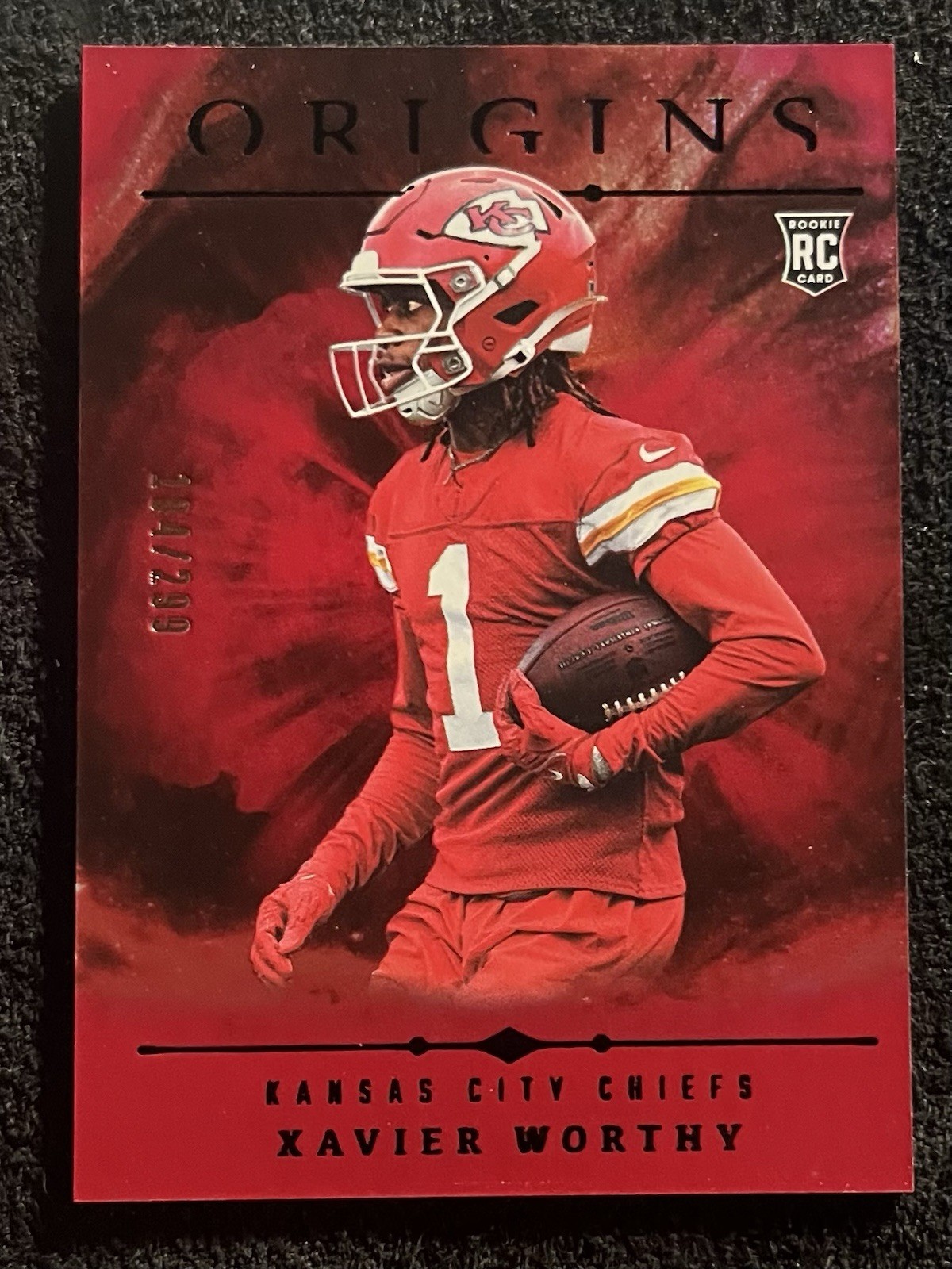 2024 Panini Origins Xavier Worthy #150 RC Holo Red /299 KC CHIEFS Color Match