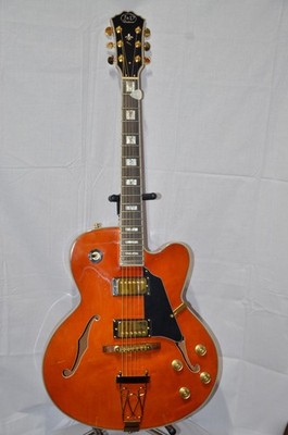 J&D ACOUSTIC ELECTRIC HOLLOW BODY BLUES JAZZ GUITAR with J&D HARDSHELL CASE