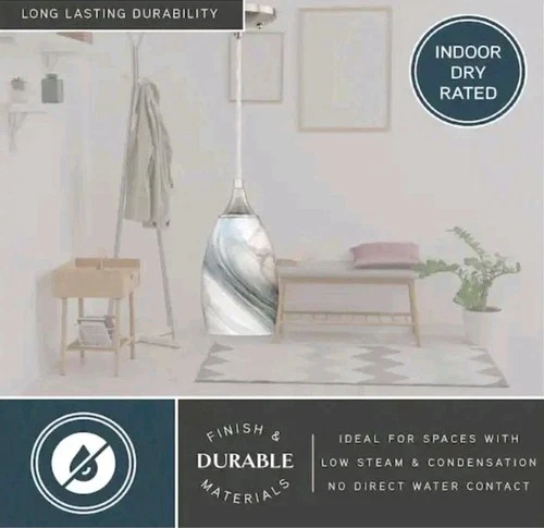 1-Light Marble Swirl Colored Glass Pendant by Milano/Satin Nickel/Free Shipping - Picture 8 of 12