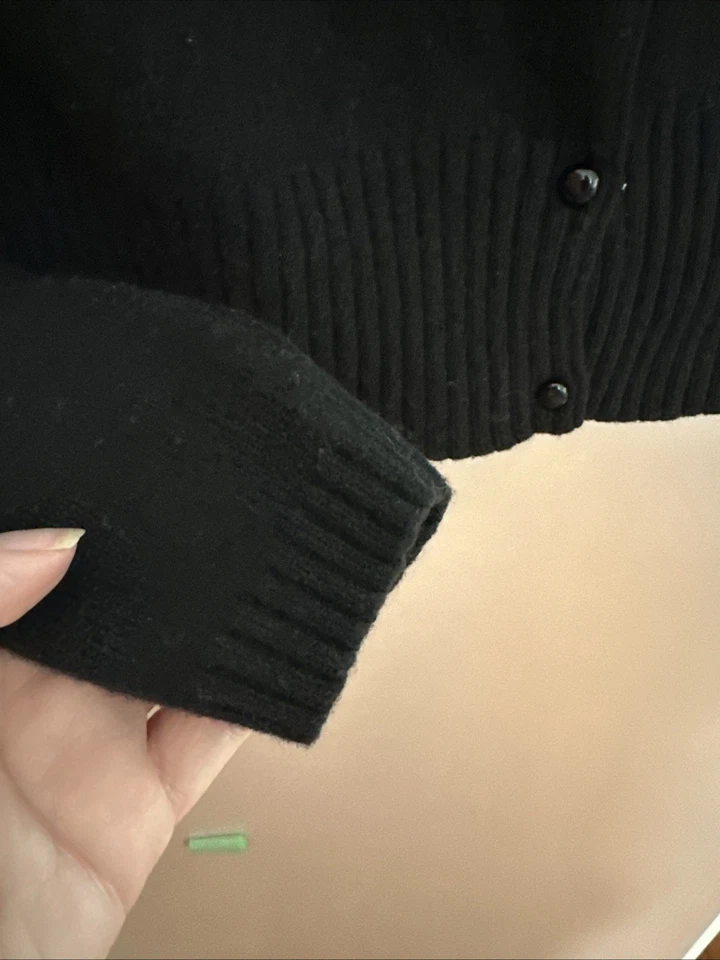 Cárdigan Loft Cuello Piel Sintética Negro Glamour Mediano Angora Mezcla Cachemira Foto 4 de 4