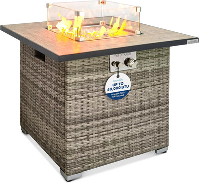 Outdoor Propane Fire Pit Table - CSA/ETL Certified Safe 50,000 BTU Pulse Ignitio