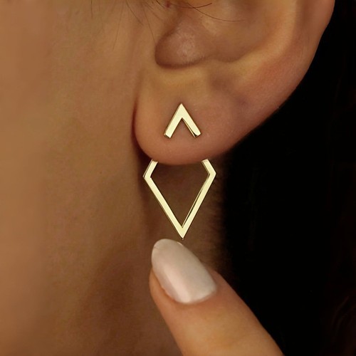 Retro Minimalist Geometric Square Detachable Triangle Stud Earrings For Women
