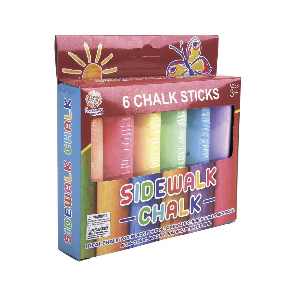 Sidewalk Chalk Set - 6 Vibrant Color Pack Outdoor Fun Brick Walls