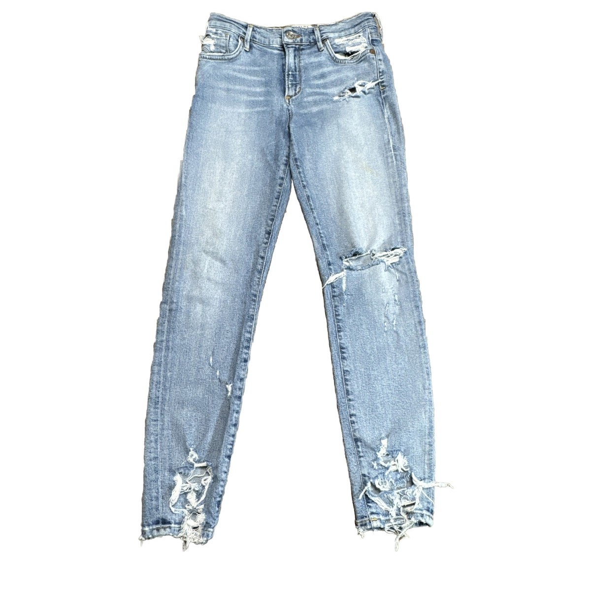 AGOLDE Sophie Crop Distressed Jeans Chewed Hem Ripped Skinny A018c