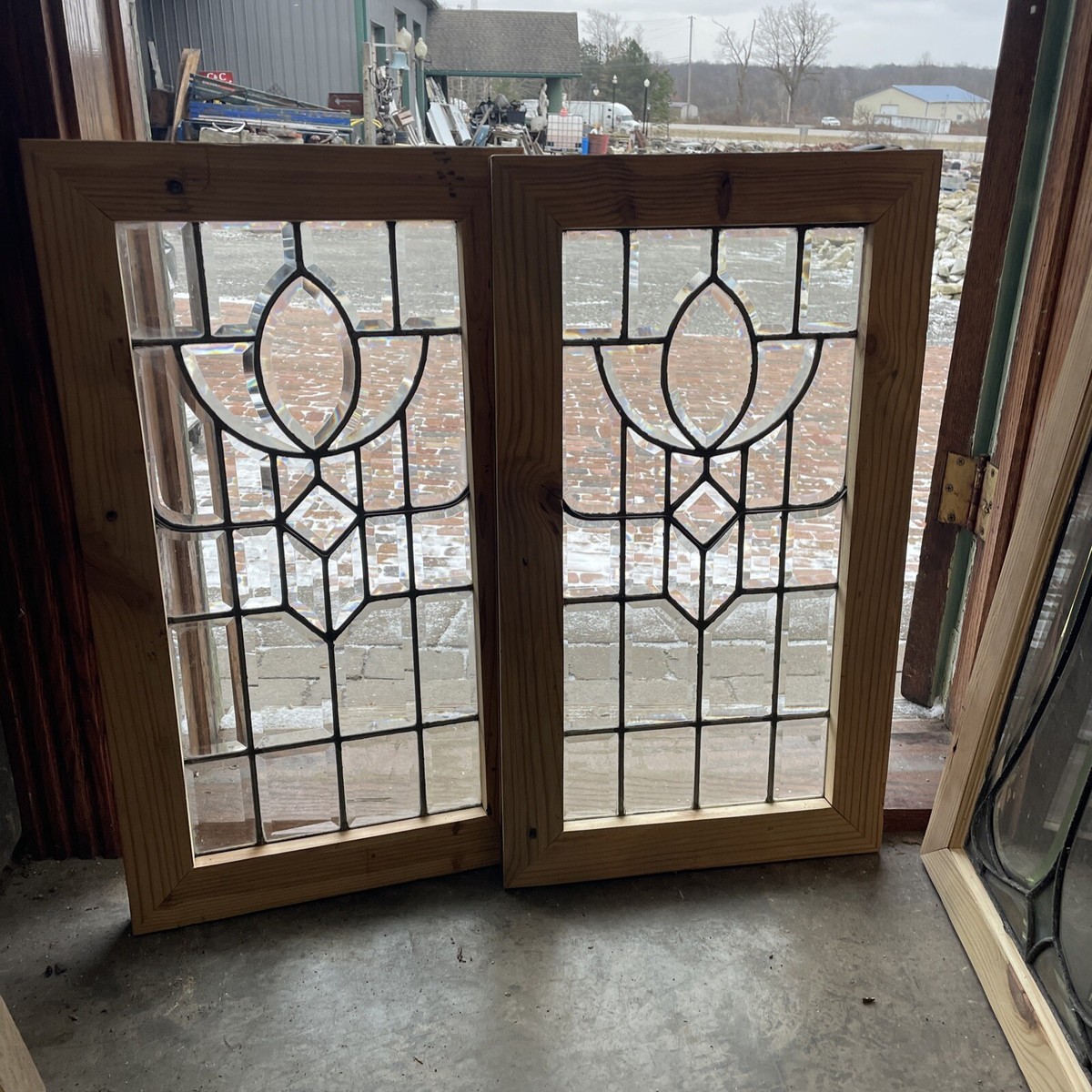 SG4592 two av Price each Antique all Beveled Glass Window 16.25 x