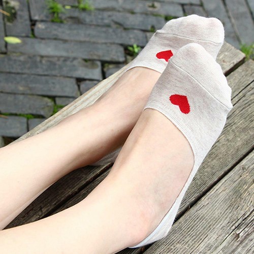 Women Socks Love Heart Cotton Invisible Shallow Mouth Boat Socks Non-slip Socks - Picture 6 of 6