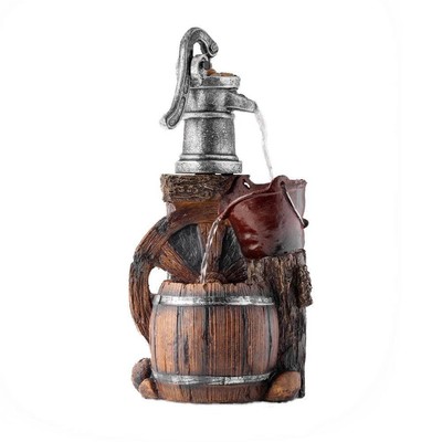 Alpine Corporation Freestanding Fountain 24'' 3-Tier Old-Fashioned Pump Barrel