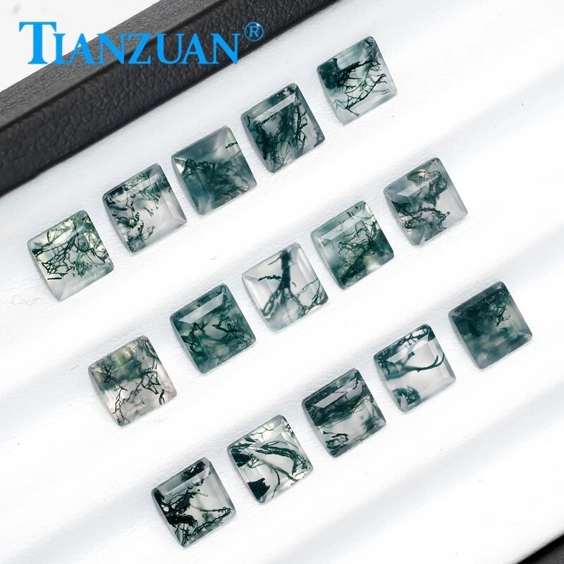 Natural Green Moss Agate Faceted Loose Gemstones | Jewelry Making Stone - Image 4 of 4