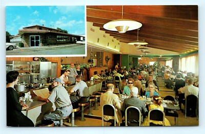 Postcard SD Sioux Falls Town n Country Cafe Interior Lunch Counter c1950s J1