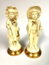 Large Ceramic Jaru Peasant Children Statues Pair