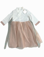 Girls Hanfu Chinese Traditional Dress White Peach Tutu Lace Size 3-4