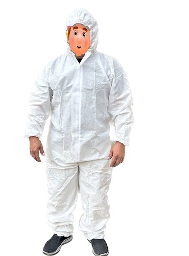 10 Stück Einweg Schutz Overall mit Kapuze Elastische Manschette Malerei Arbeitsanzug - Bild 2 von 8