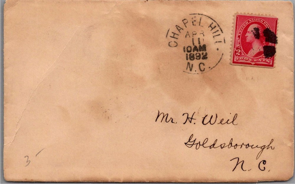 GOLDPATH: US COVER 1892, CHAPEL HILL, NC CV663_P08