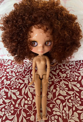 Blythe Doll Curly Brown Hair Matte Face Medium Skin BJD 4 Color Eyes Collectible