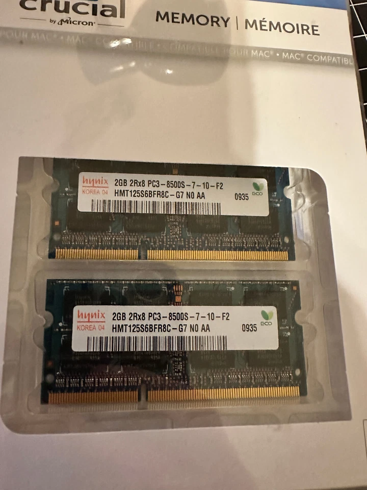 NEW Crucial Hynix 4GB Kit Memory 2Rx8 PC3-8500S-7-10-F2 DDR3 HMT125S6BFR8C-G7 - Image 2 of 3