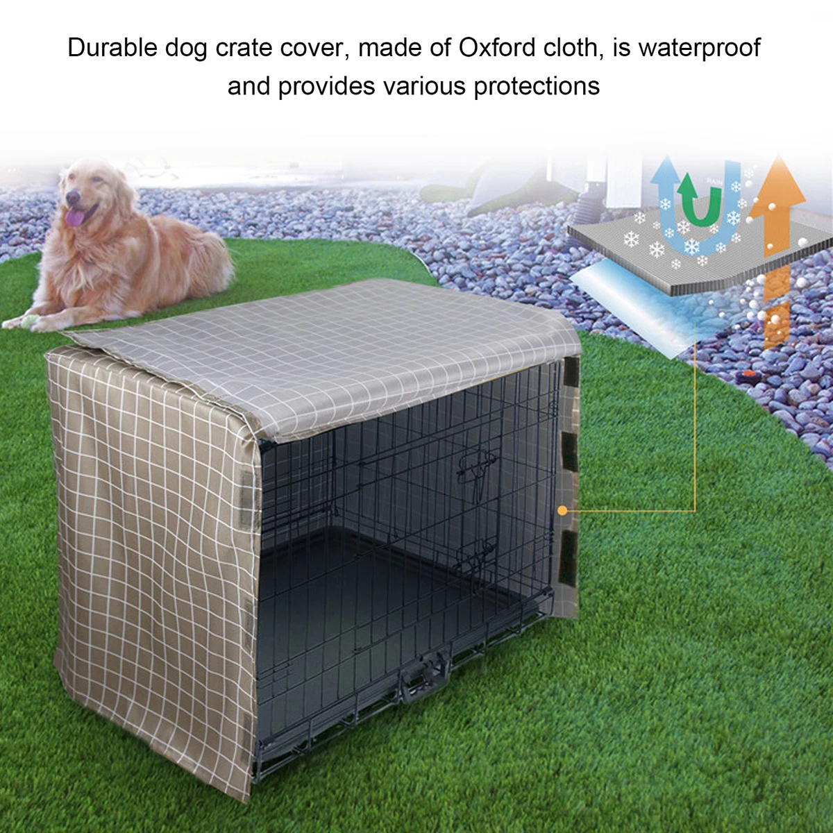 Dog Cage Protection Cover Waterproof Dustproof Oxford Cloth Pet