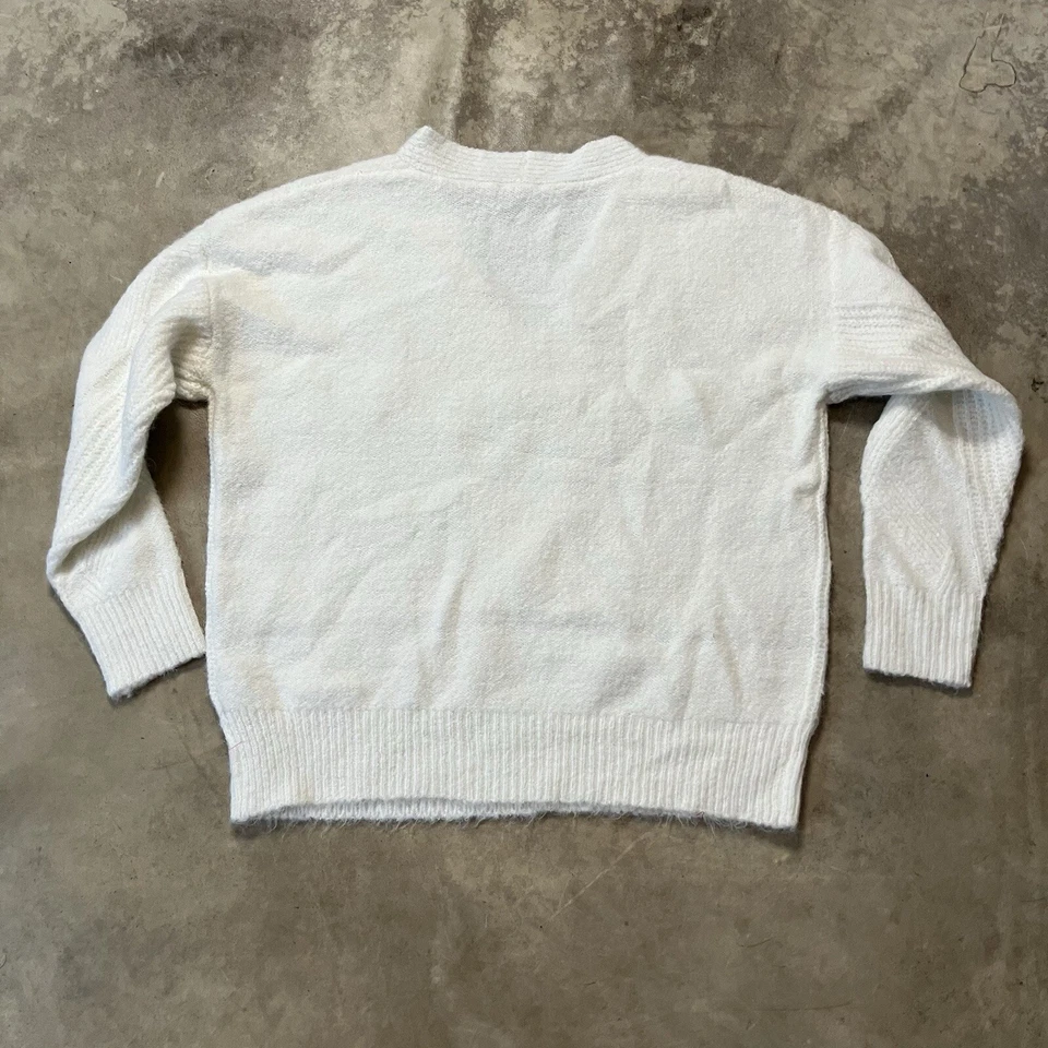 Topshop Suéter Mujer Talla Pequeña 4-6 Blanco Cuello en V Pullover Texturizado Acogedor Suave Foto 4 de 4