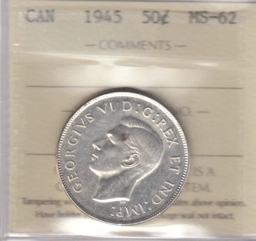 1945 Canada Fifty Cent - ICCS MS-62 - XUB-683   C2