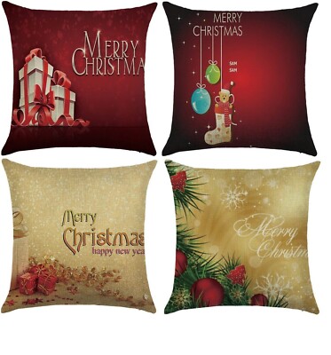UK LAGER 8 Stück Frohe Weihnachten Deko Luxus Kissen Kissenbezug 45 x 45 cm