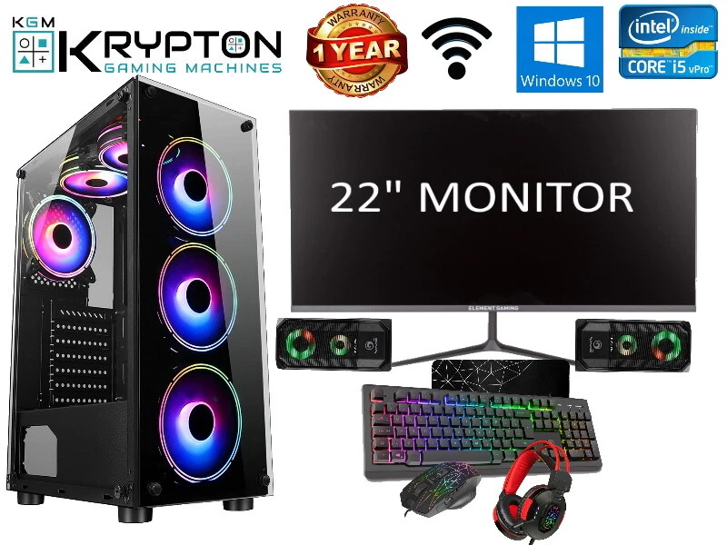 Gaming PC Quad Core i5 Gaming PC Bundle 8GB RAM 1TB HDD Nvidia GT 710  Windows 10