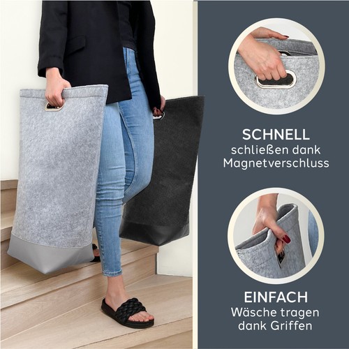 TULENO - XL Wäschesammler aus Filz Stoff - Wäschesack & Wäschekorb mit Griff - Bild 9 von 20