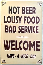 TIN SIGN new 8x12 Food kitchen man cave funny service beer snack bar welcome A15