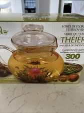 Primula Tea Pot W/ Loose Leaf Tea Infuser Cup Glass PLUS 11 Flowering Packs