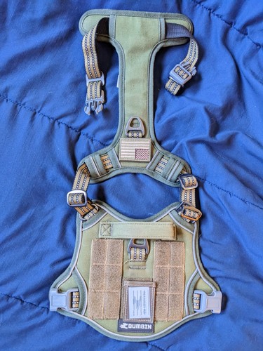 Bumbin Tactical Pet Harness Anti-Pull Adjustable with Handle dog SZ PLM Buckles