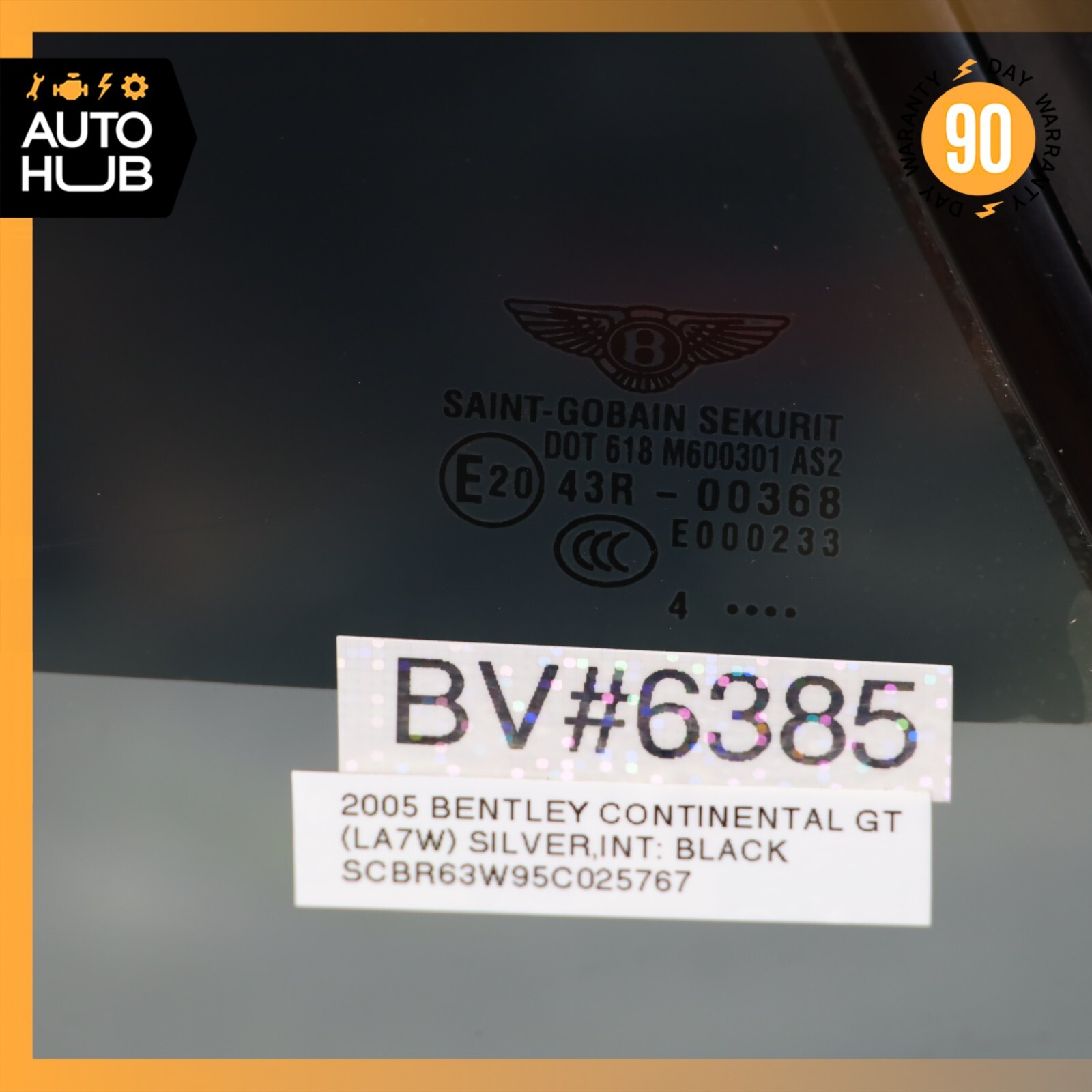 03-10 Bentley Continental GT Coupe Rear Right Side Quarter Window Glass OEM 92k