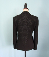Size: 4 Kenar Black Embroidered Blazer Jacket Long Sleeve Womens