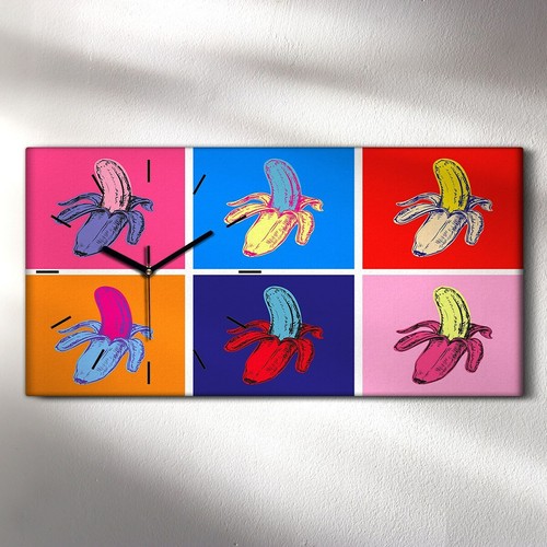 HORLOGE DÉCORATIVE SUR toile 30x60 Tableau Oiseaux peinture plume bleu